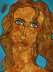 mujer con flores