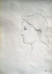 20 Iris Fuchs (Porträtskizze) - Bleistift, A2 (03.1978)