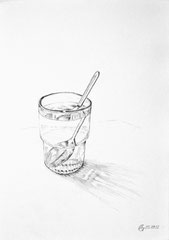 45 Wasserglas mit Löffel - Bleistift, A4 (09.2012)