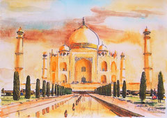 109 Taj Mahal bei Agra, Indien - Aquarell, A4 (07.2013) - nach einem Foto