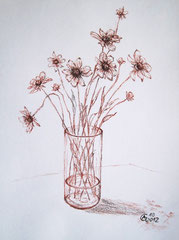 20 Vase mit Blumen - Pitt-Kreide (3-farbig), A3 (10.2012)