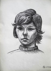 03 Porträt Frl. Hanf - Kohle, A2 (11.1976)