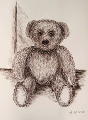 13 Teddybär - Pitt-Kreide (sepia), A3 (02.2009) - nach der Natur