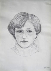 19 Porträt Monika Lorenz - Bleistift, A2 (12.1976)