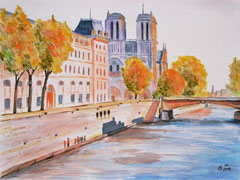 089 Paris, Notre Dame u. Seine - Aquarell, 23x30,5cm (11.2012) - nach einem Foto von Valeriy Solovey