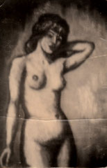 20 Stehende junge Frau (Akt) - Öl auf Papier, 56,5x37cm (01.1964) - nach einem Foto - vernichtet