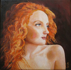 64 'Porträt einer rothaarigen jungen Frau' - Öl auf Leinwand, 30x30cm (03.2021) - nach einem Foto