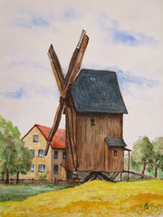 116 Bockwindmühle Krippendorf bei Jena - Aquarell, 30,5x23cm (10.2013) - nach einem Foto - verkauft