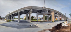 Central Ave Viaduct at N. 1st Street by Russell Horton, Oil on canvas, 21 1⁄4”x44 1⁄4”, $5000