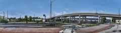 West Bottoms, James Street Overpass by Russell Horton, Oil on Canvas, 13 1⁄4”x44 1⁄4”, SOLD