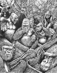 Plea Of The Primate - Graphite - 22" x 28" Original Art $2000.00 *Prints available (limited to 250 prints 13" x 19" - $25.00 