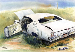 White Car   24 X 30  watercolor  by Tony Armendariz   $700