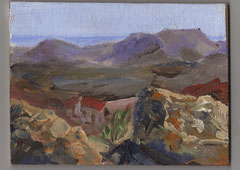 ''Sunset on the mountain Guaza 2" 2012 acrylic on cardboard 15/20 cm .  In sale . Price 300 y.e.