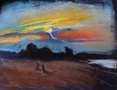 "Sunset in Veronicas" 2012 pastel on paper 30/20 cm . In sale . Price 300 y.e.