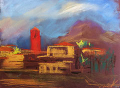 ''Pueblo Canario 2" 2013 pastel on paper 30/20 cm . In sale . Price 300 y.e.