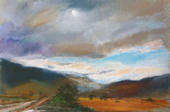 ''The road in Bulgaria" 2013 pastel on paper 30/20 cm . In sale . Price 300 y.e.