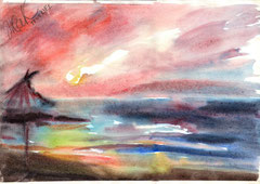 "Sunset in Veronicas" 2012 watercolour on paper 35/25 cm . In sale . Price 500 y.e.