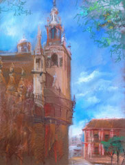 ''Afternoon in Sevilla" 2013 pastel on paper 30/20 cm .Sold in private collection