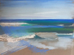 ''The surf beach" 2013 pastel on paper 30/20 cm . In sale . Price 300 y.e.
