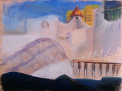"Morning in hotel" 2012 pastel on paper 20/30 cm . In sale 400 y.e.