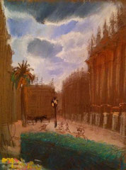 ''Morning in Sevilla" 2013 pastel on paper 30/20 cm . Sold in private collection