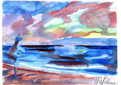 "Sunset in Veronicas 2" 2012 watercolour on paper 35/25 cm . In sale . Price 500 y.e.