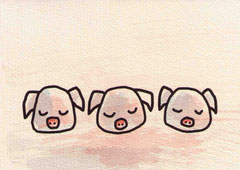 SCHWEIGEMINUTE-SCHWEINEMINUTE  10X14,5 cm 90,-€