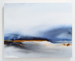 Before dusk, aquarelle on aquarelle paper and wood panel, 34 x 41 x 3cm