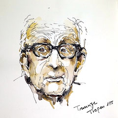 Portarit Tusche: Bild von L.evi Strauss - Originale Portraitzeichnung in Tusche 