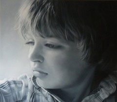 Kinderportrait, Portrait vom Kind, Kinderportrait in Öl, Nachdenkendes Kind in Öl, Bild eines Kindes  
