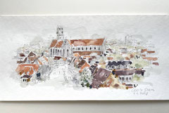 Stadtnaldschaft, Augsburg, Zeichnung mit Tusche, Tuschenzeichnung, Federzeichnng, Cecily Park