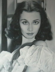Vivien Leigh, V. Leigh in Ölportrait, Fotorealisches Portrait von V. Leigh, V. Leigh mit Öl gemalt, Portrait von V. Leig in Öl
