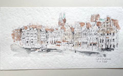 Stadtlandschaft, Osnabrück, Zeichnung mit Tusche, Tuschenzeichnung, Federzeichnng, Cecily Park