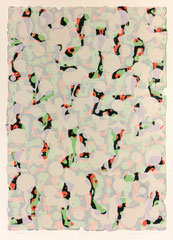 O.T. ("Pop Field"), 1996, Linolschnitt auf Bütten, 106 x 78 cm