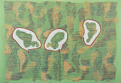 "Transfield VII", 2008, Linolschnitt auf Seidenpapier und Karton (Unikat), 50,5 x 74 cm