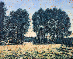 Heidberg. Raakmoor. Bäume, 2015, Öl auf Leinwand, 130 x 160 cm