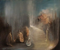 Le village des fées - huile sur toile (16x38)