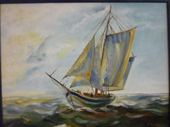 Nr. 80 Segelschiff nach unbekanntem Maler  Öl  50 x 40 cm
