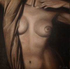 Torso femenino. 40 x 40. Oleo sobre lienzo