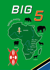 Affiche Poster Vintage Décoration Big 5 Safari