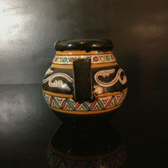 - Vase Nabeul vintage mi-XXe (ph. 3) marron aux anses géométrique art déco. -