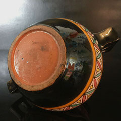 - Vase Nabeul vintage mi-XXe (ph. 10) marron aux anses géométrique art déco. -