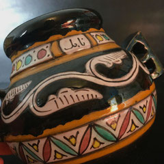 - Vase Nabeul vintage mi-XXe (ph. 2) marron aux anses géométrique art déco. -