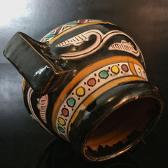 - Vase Nabeul vintage mi-XXe (ph. 8) marron aux anses géométrique art déco. -