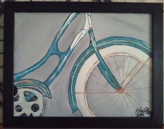 The Blue Bike - Acrylique sur canevas avec cadre- 12 x 16 - 2016- $ 75.00