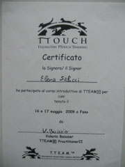 Corso introduttivo di Tellington touch maggio 2009  relatore: Valeria Boissier