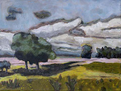 Landschaft, Geltinger Birk VI, 30 x 40 cm, Acrylfarbe auf Leinwand, 2024