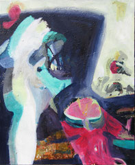 "Topfplanze", 100 x 80 cm, Übermalung, Öl auf Leinen, 2009