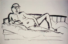 "Boris", ca. DIN A2, Akt, Tusche auf Papier, 1989