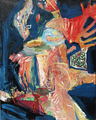 "Mit roten Zöpfen", 100 x 80 cm, Öl auf Leinen, 2009